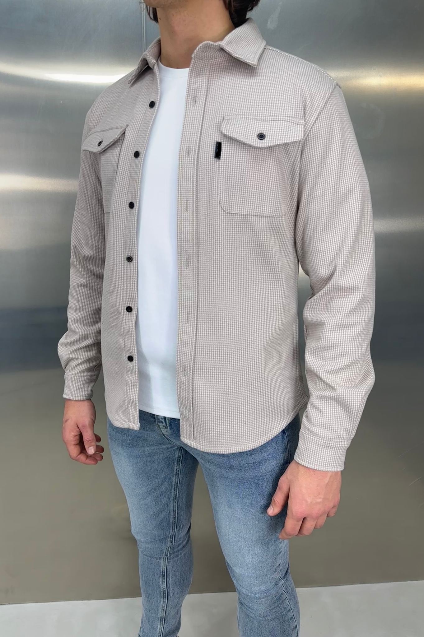 LG OVERSHIRT Houndstooth - Stone