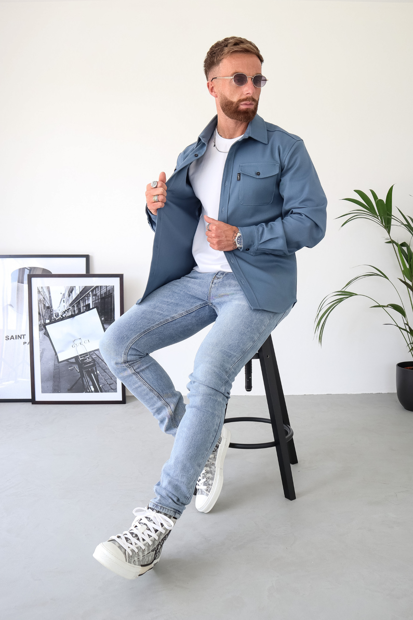 LG OVERSHIRT - Steel Blue