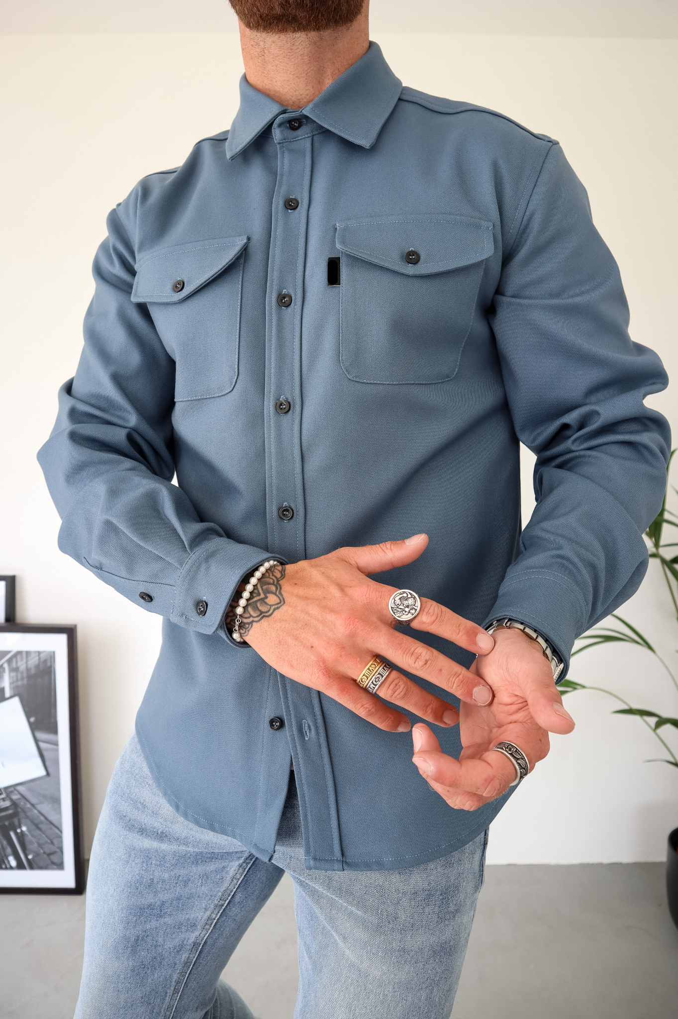 LG OVERSHIRT - Steel Blue