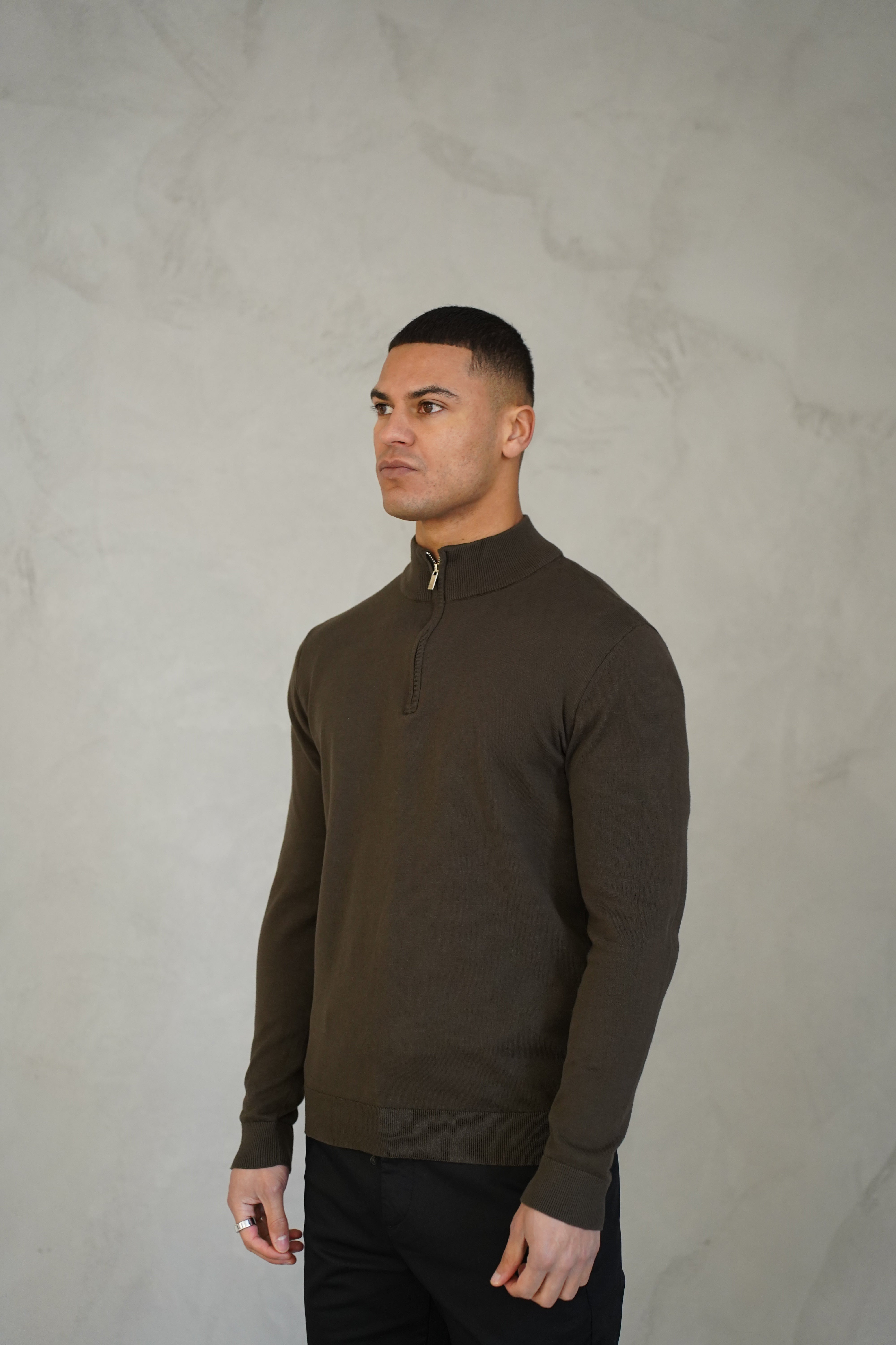 LG Egyptian Cotton 1/4 Zip Top - Khaki