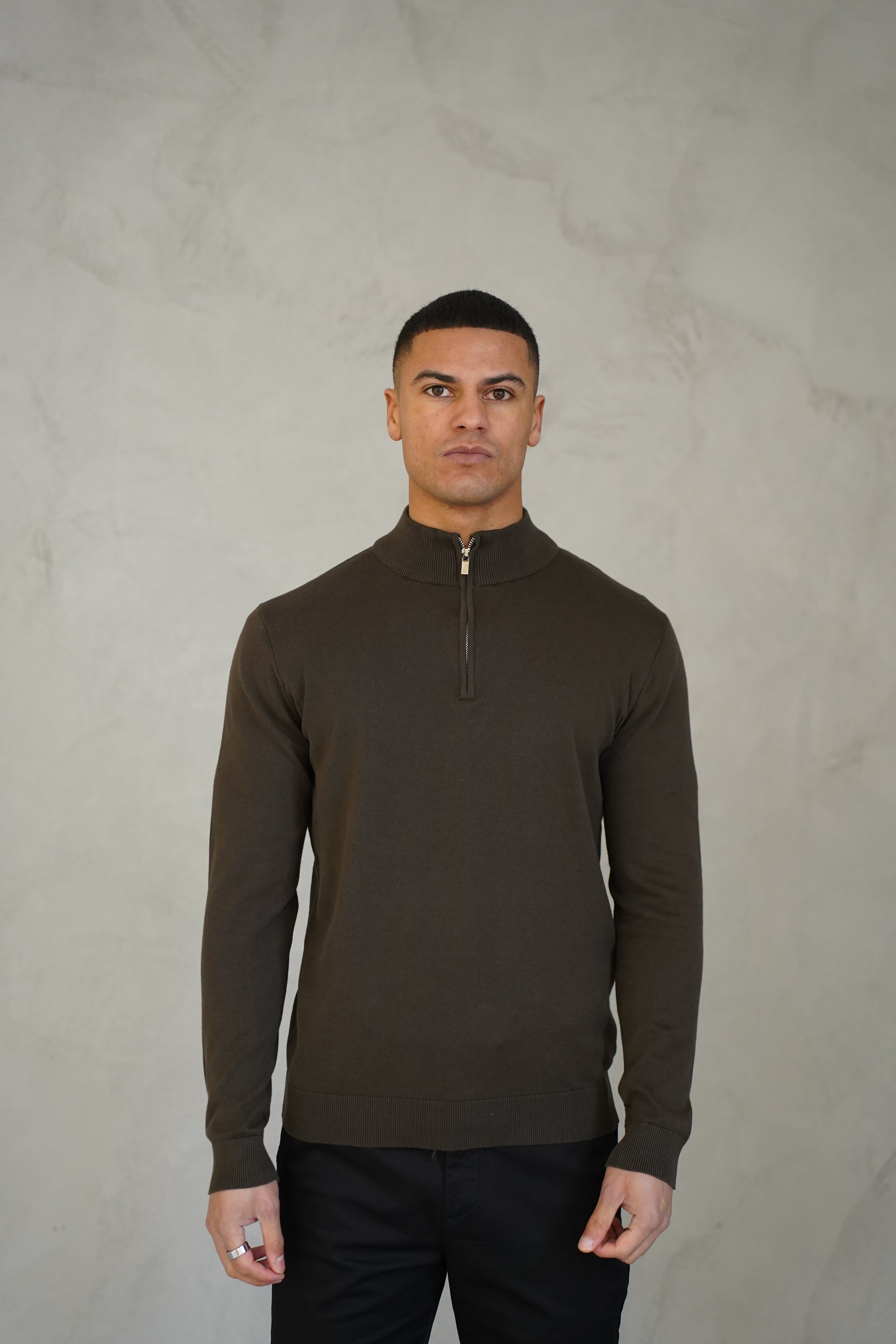 LG Egyptian Cotton 1/4 Zip Top - Khaki
