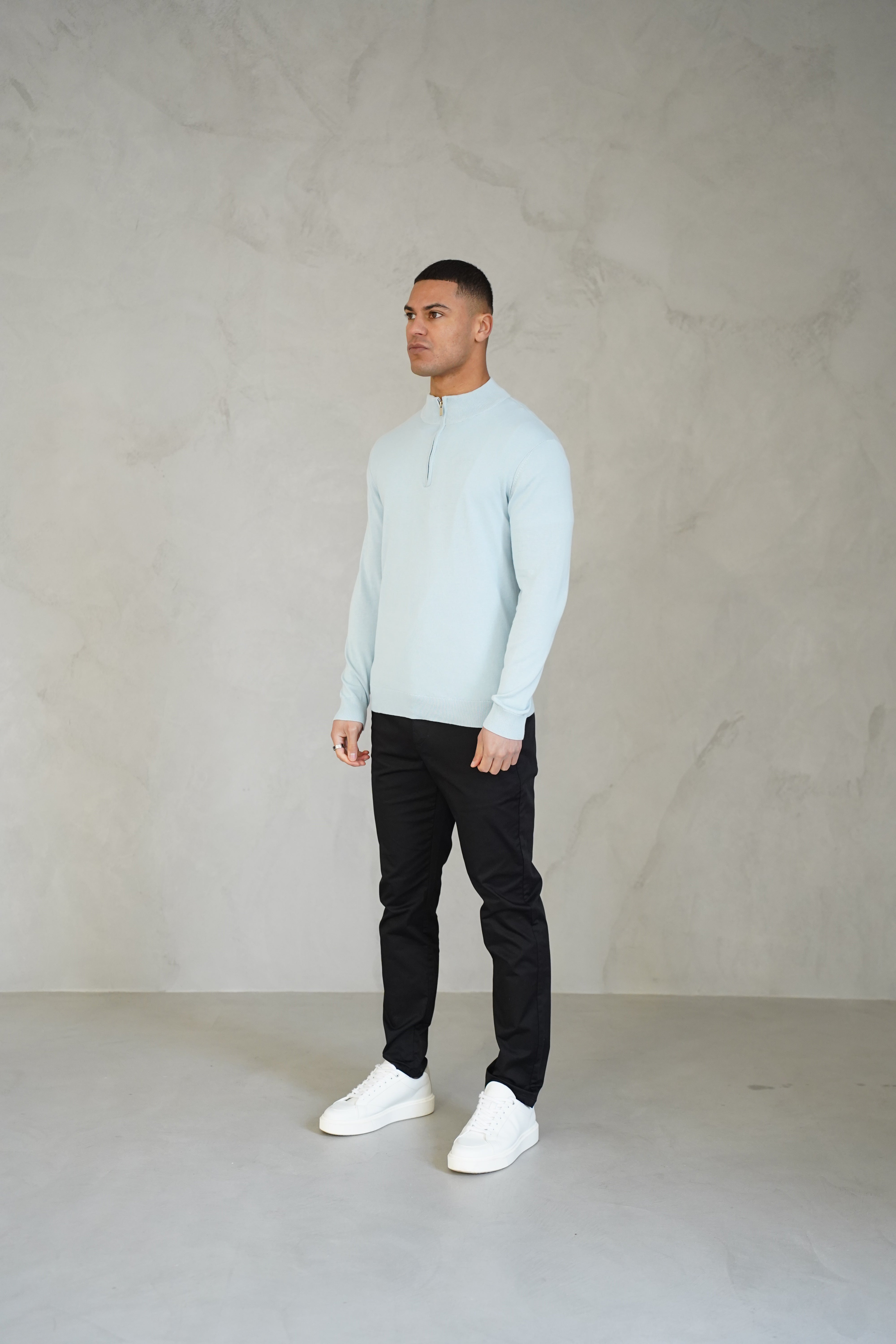 LG Egyptian Cotton 1/4 Zip Top - Bleu Ciel