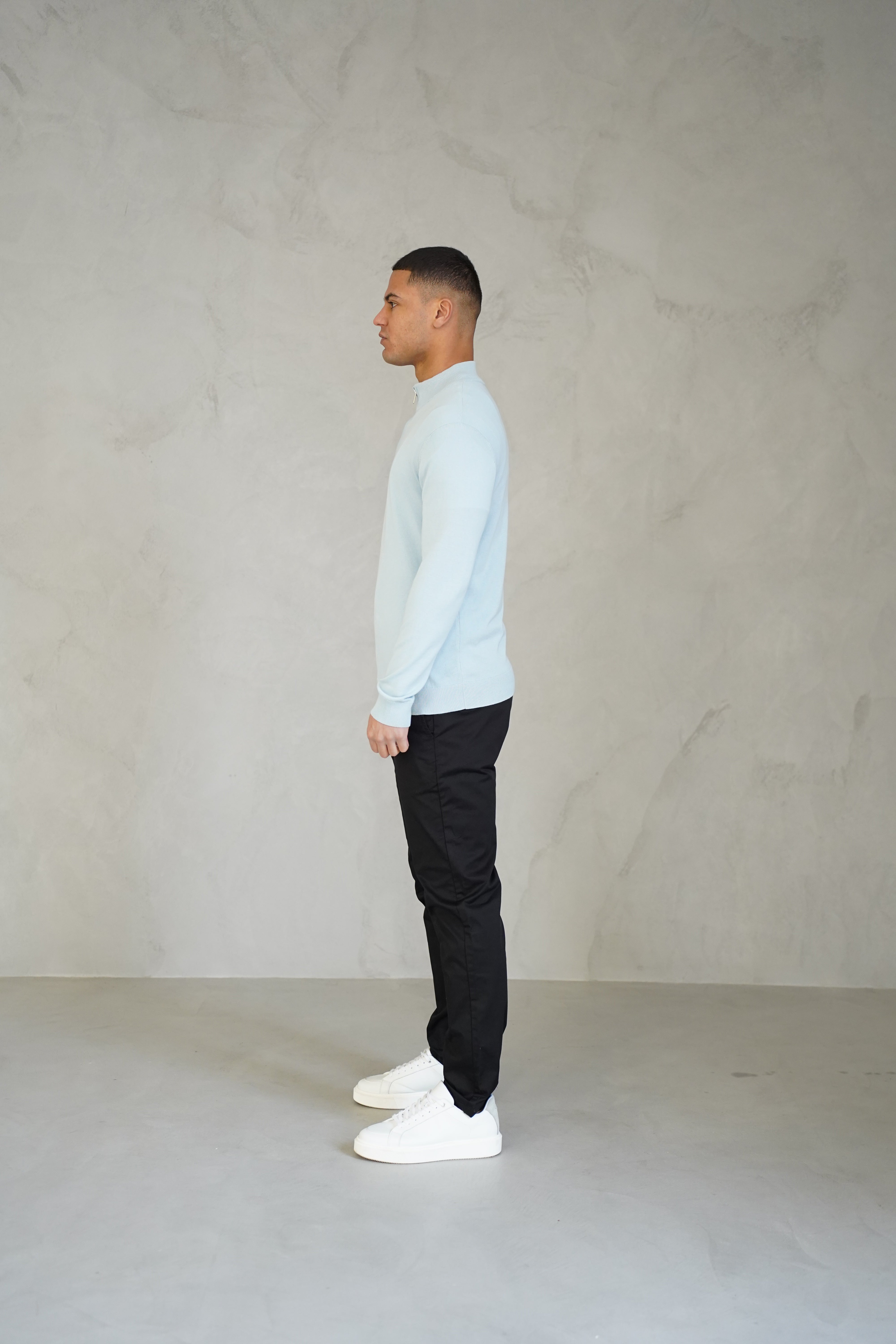 LG Egyptian Cotton 1/4 Zip Top - Bleu Ciel