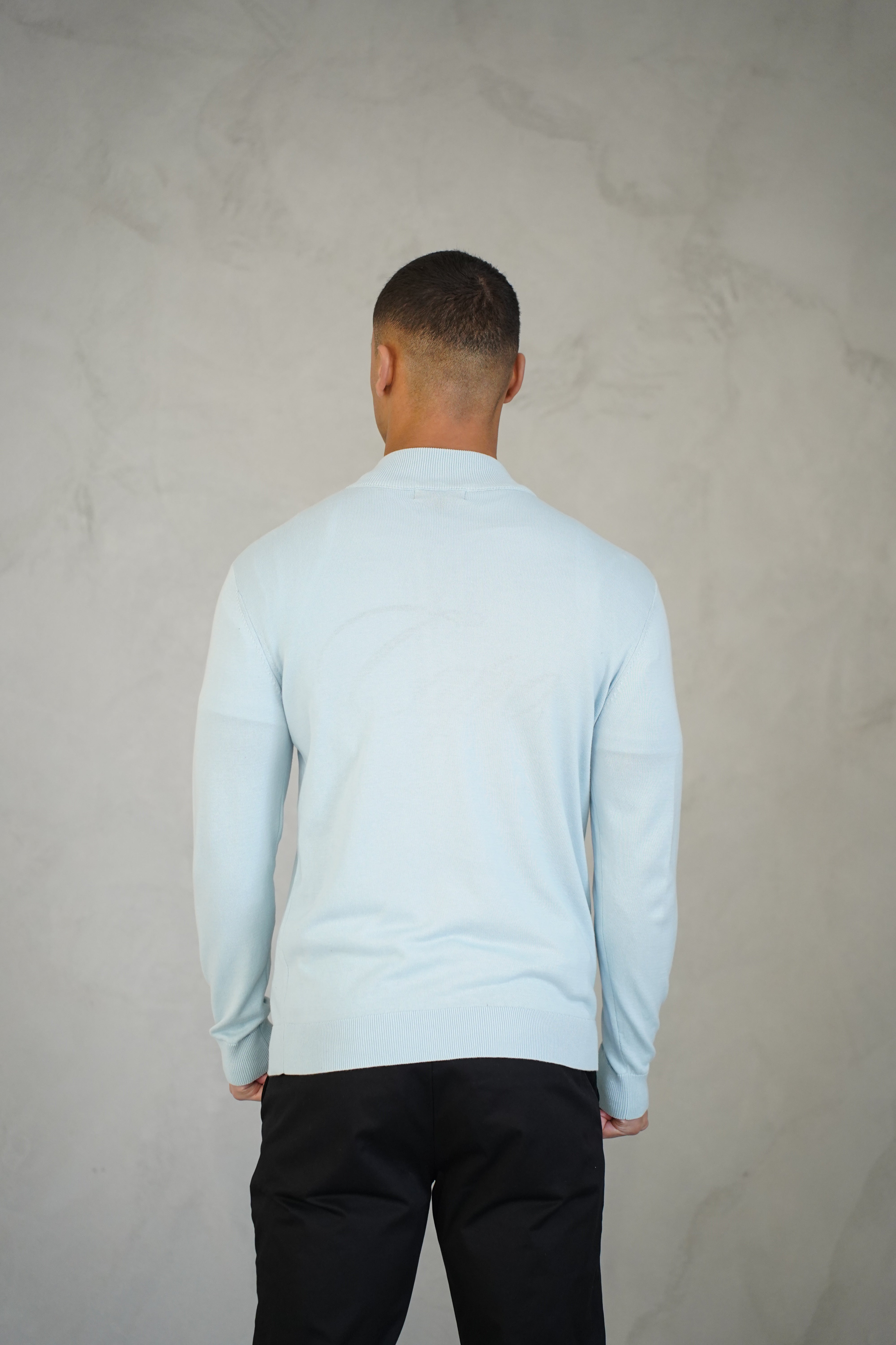 LG Egyptian Cotton 1/4 Zip Top - Bleu Ciel