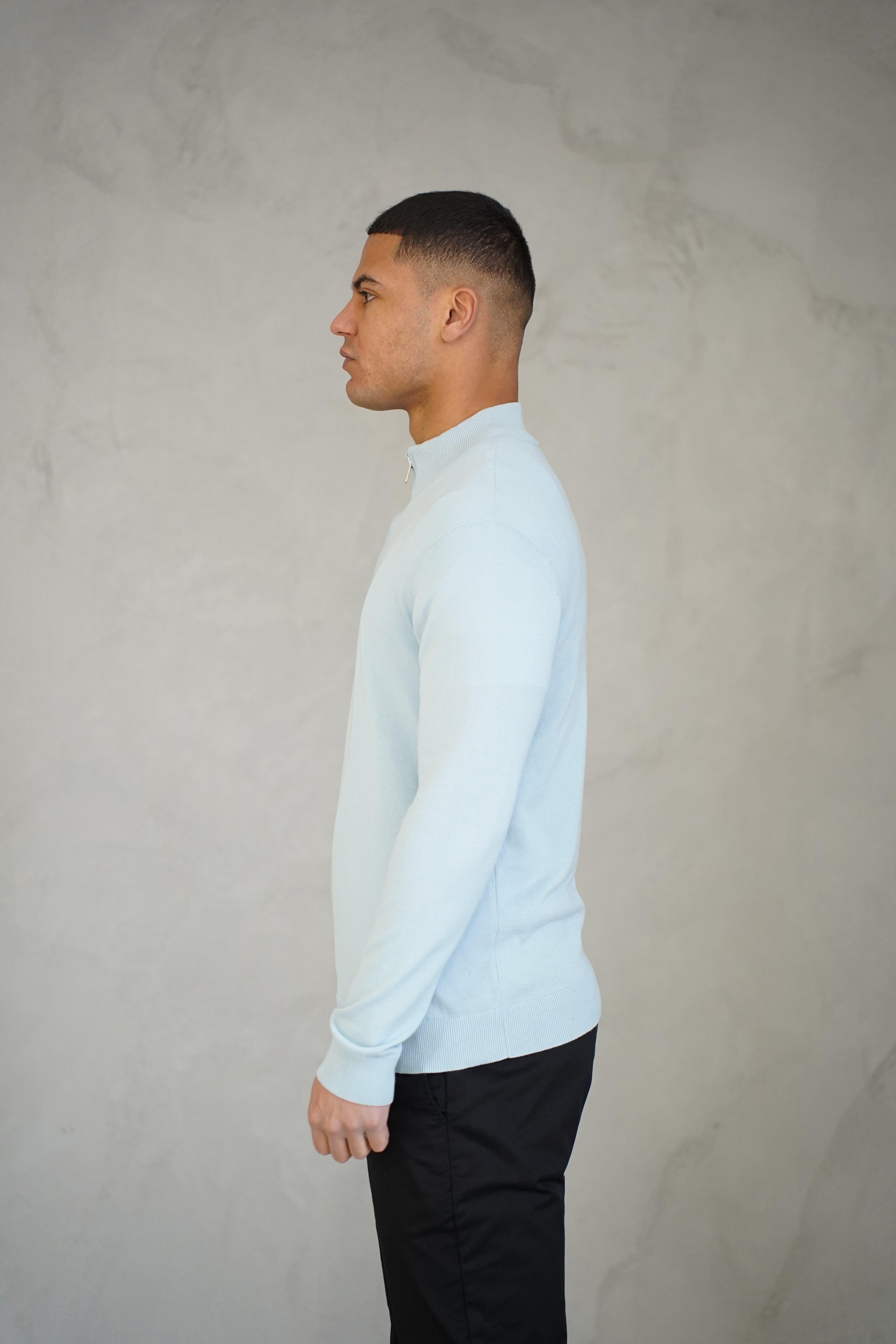 LG Egyptian Cotton 1/4 Zip Top - Bleu Ciel