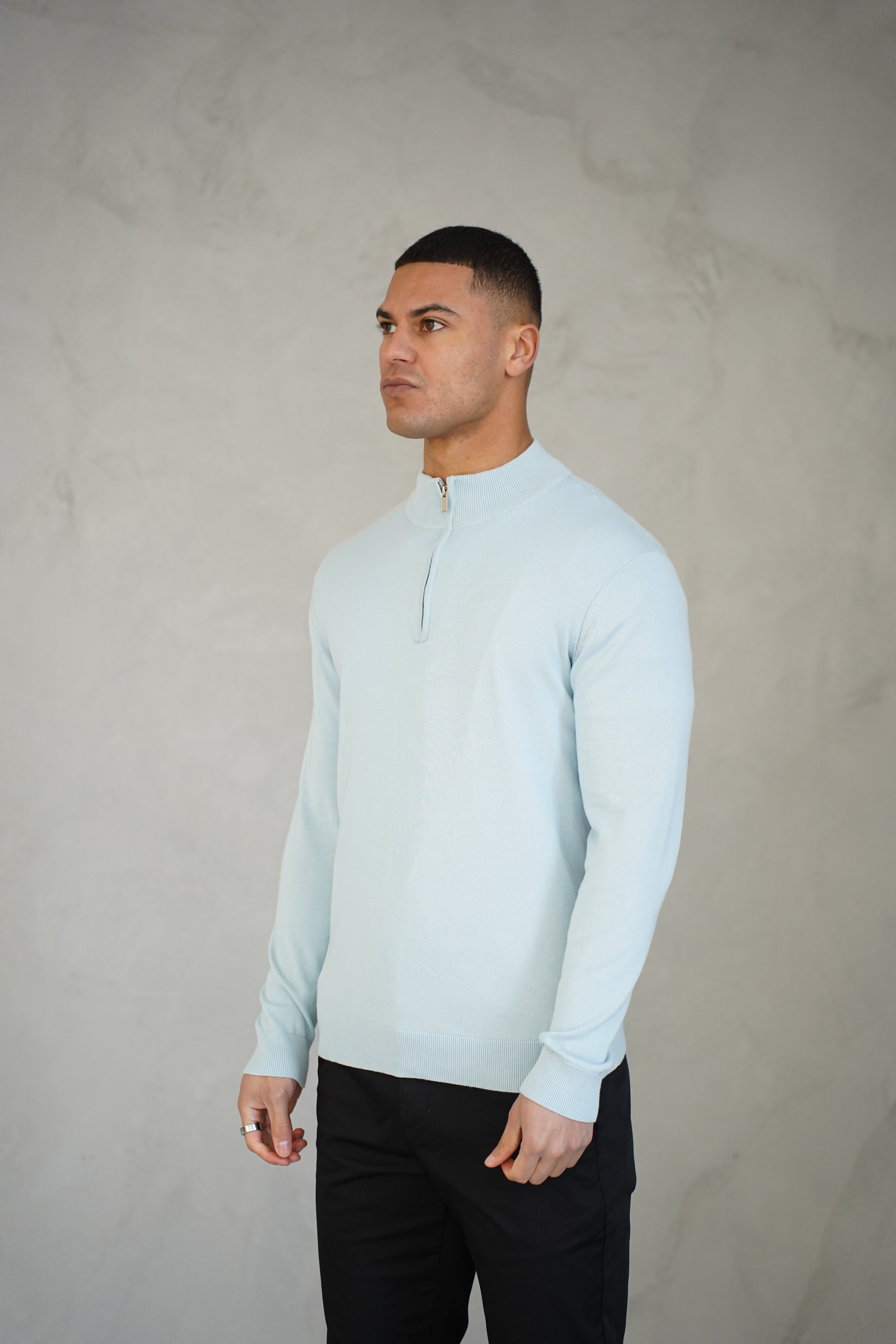 LG Egyptian Cotton 1/4 Zip Top - Bleu Ciel