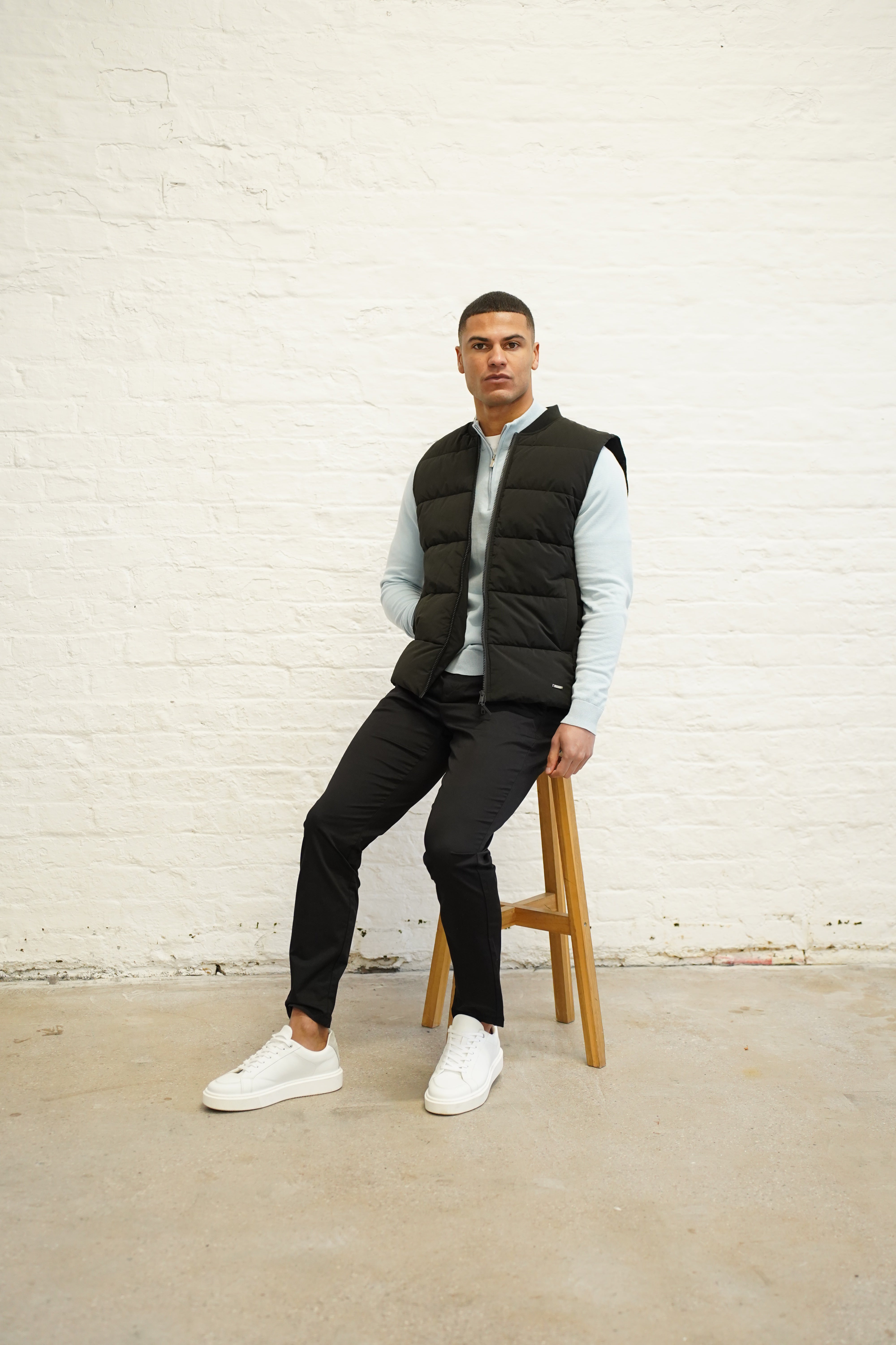 LG Egyptian Cotton 1/4 Zip Top - Bleu Ciel