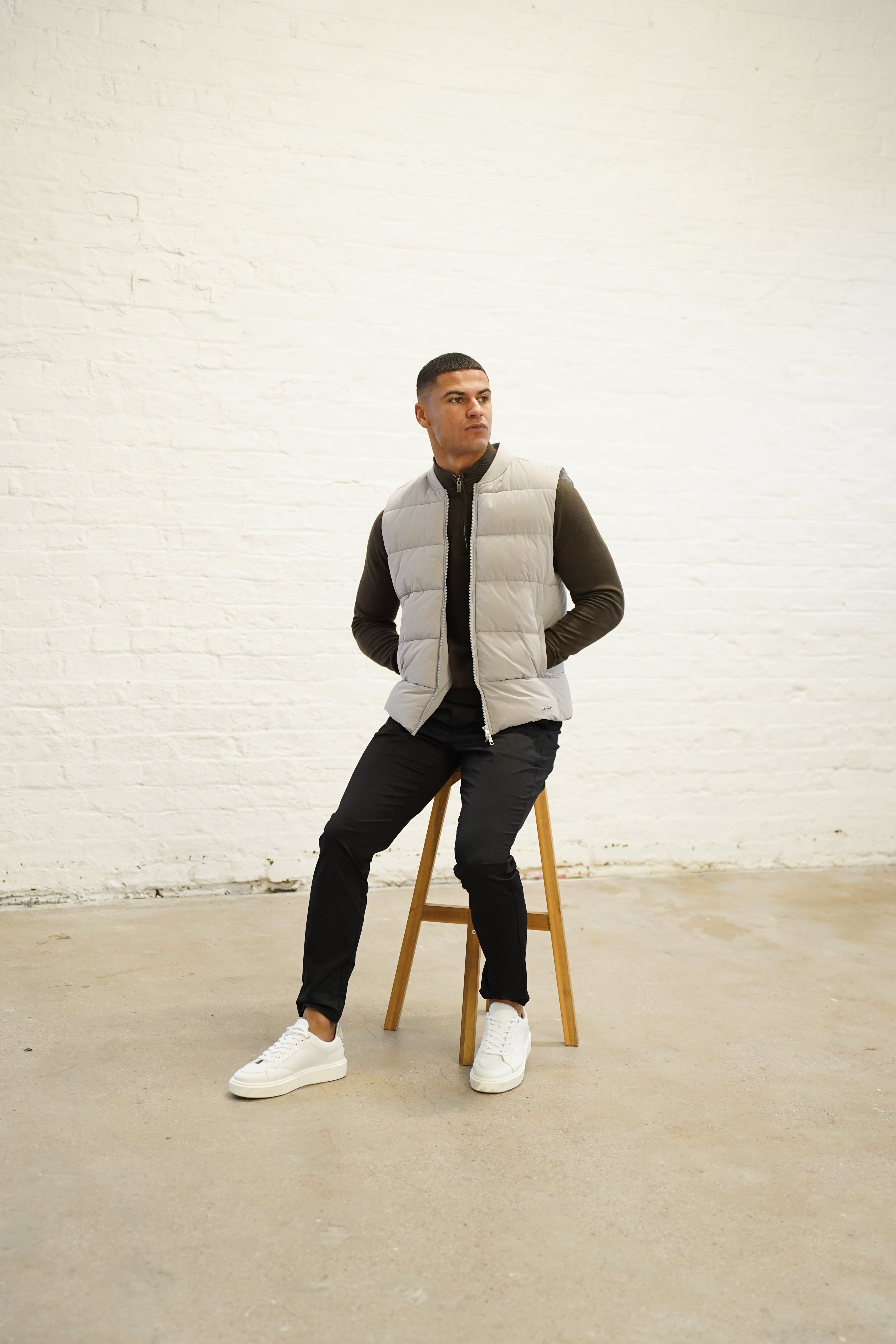 LG Egyptian Cotton 1/4 Zip Top - Khaki