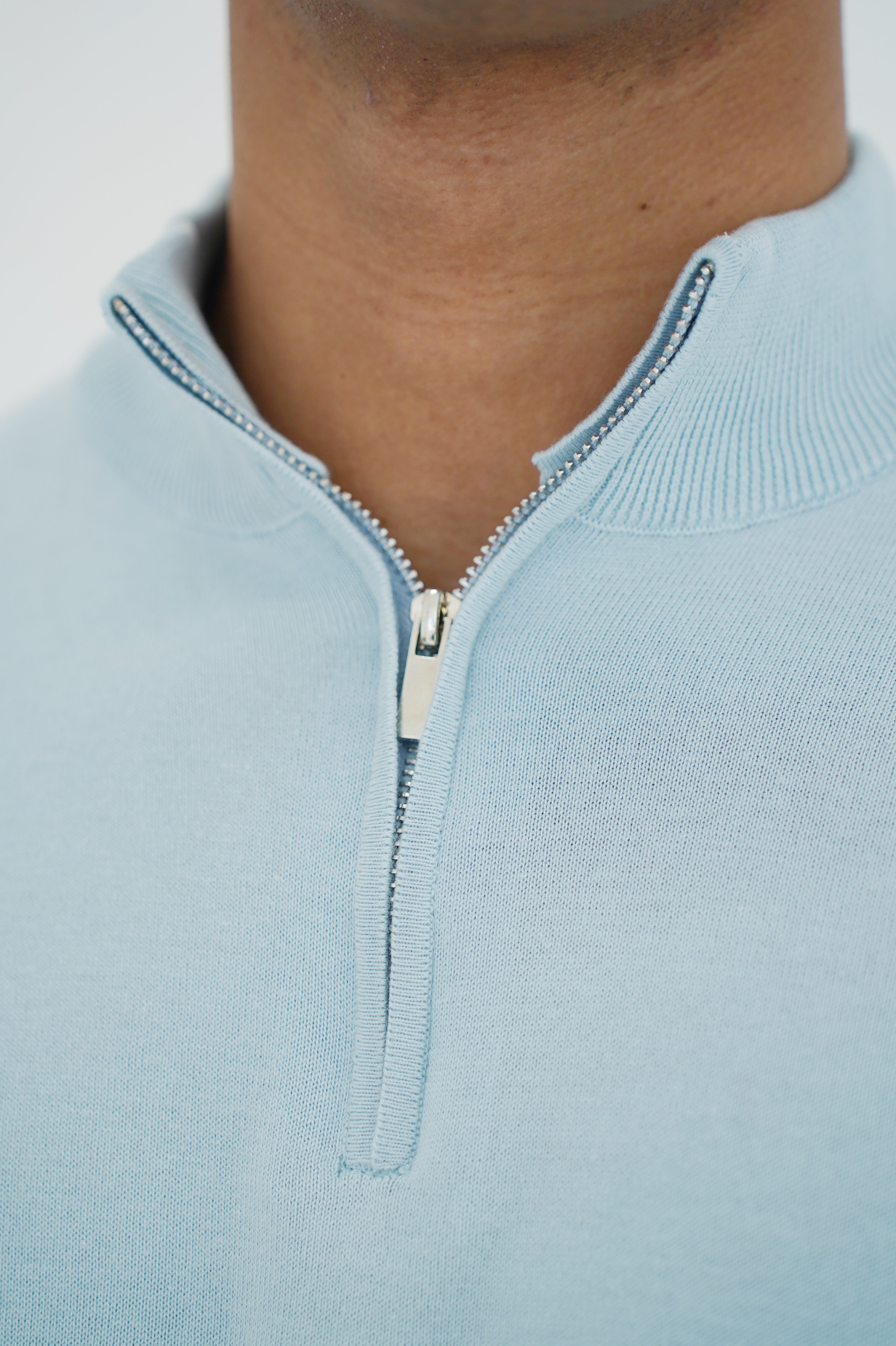 LG Egyptian Cotton 1/4 Zip Top - Bleu Ciel