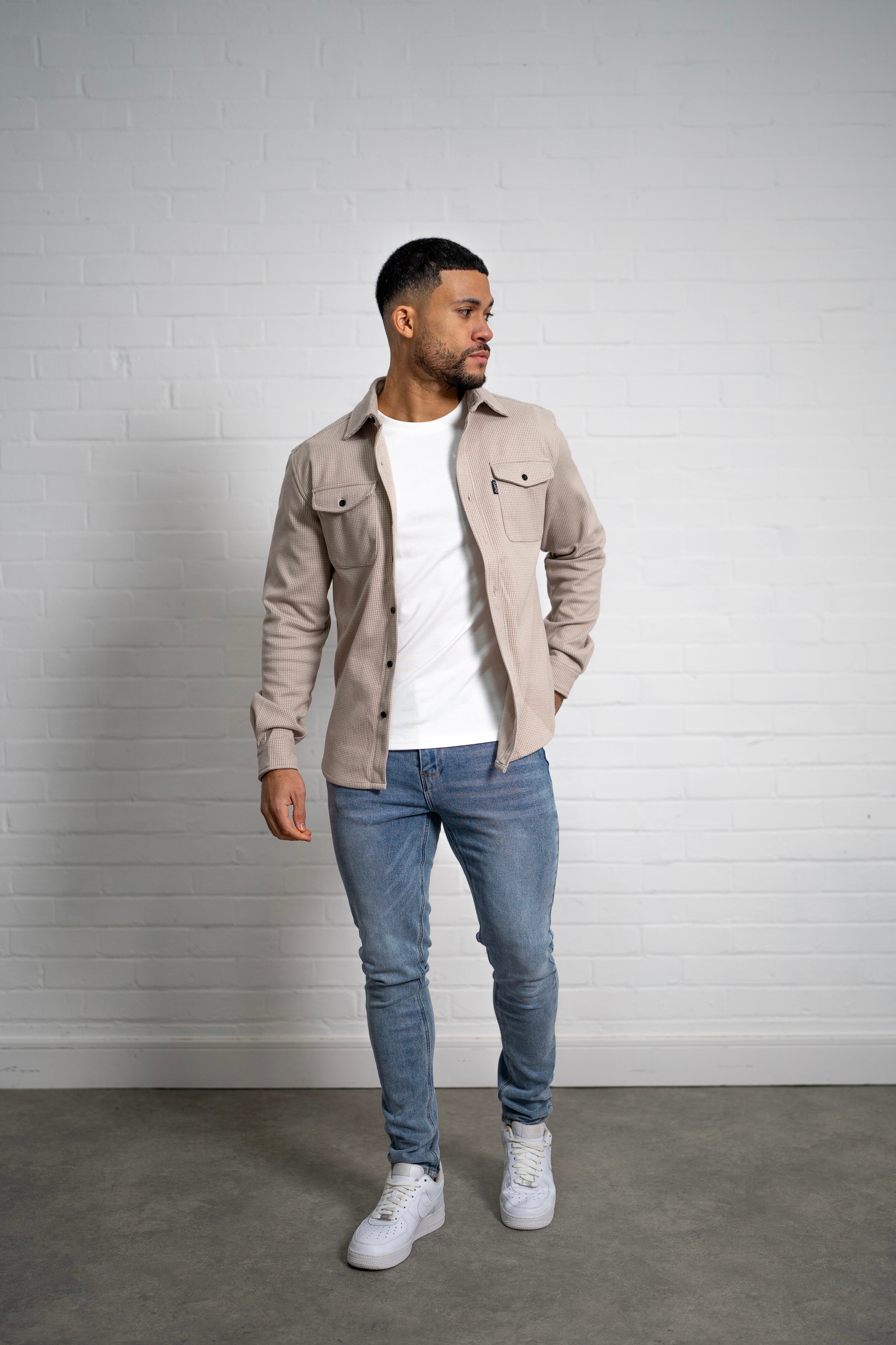 LG OVERSHIRT Houndstooth - Stone