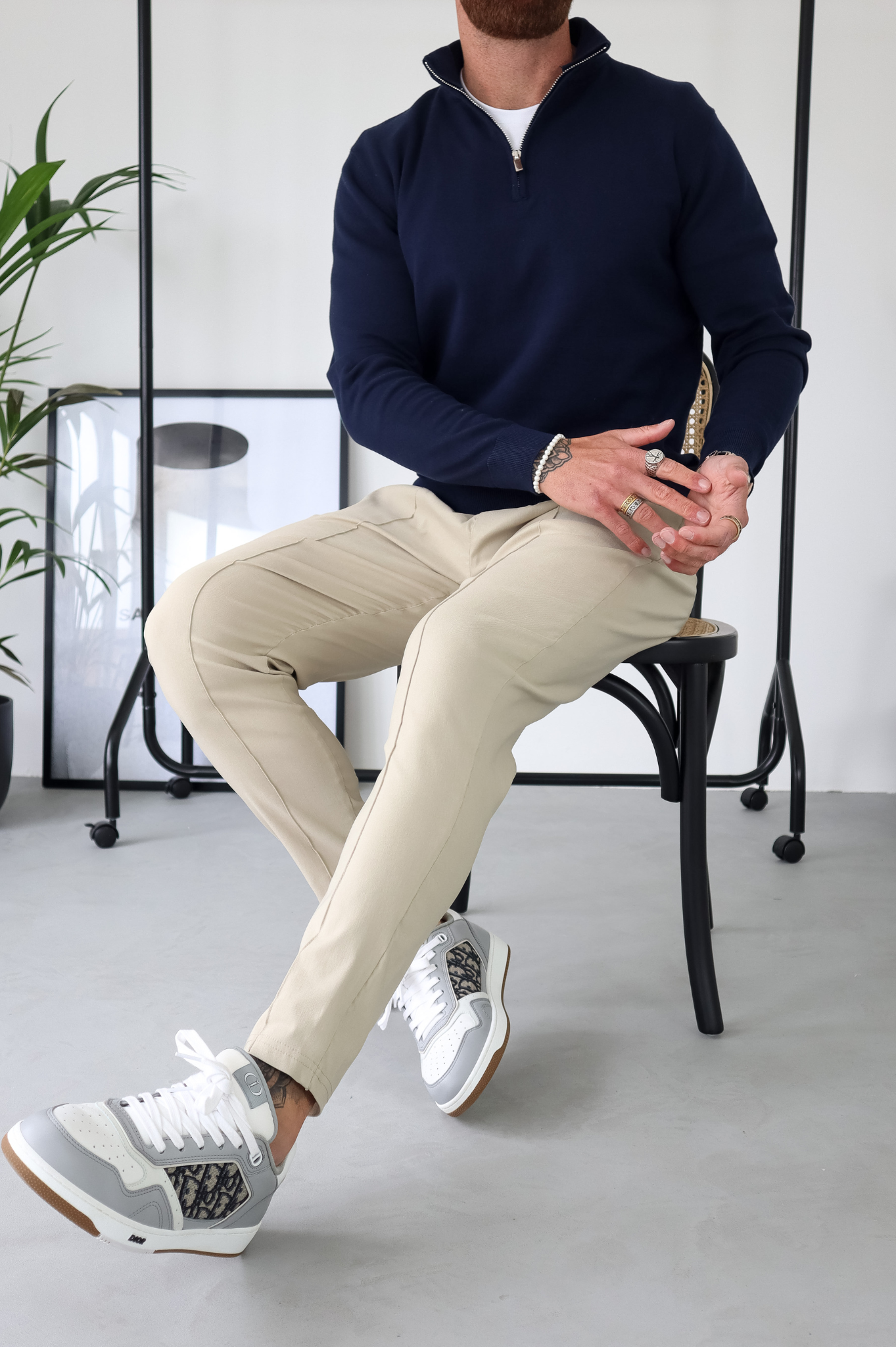 Pull Cotton Egyptien 1/4 Zip Top - Bleu Marine