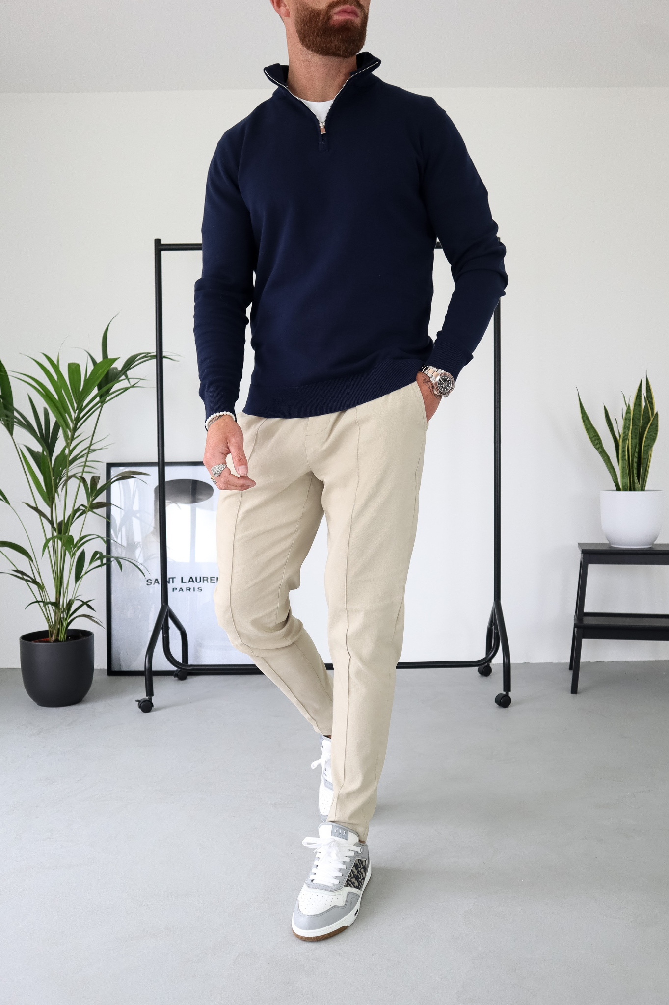 Pull Cotton Egyptien 1/4 Zip Top - Noir