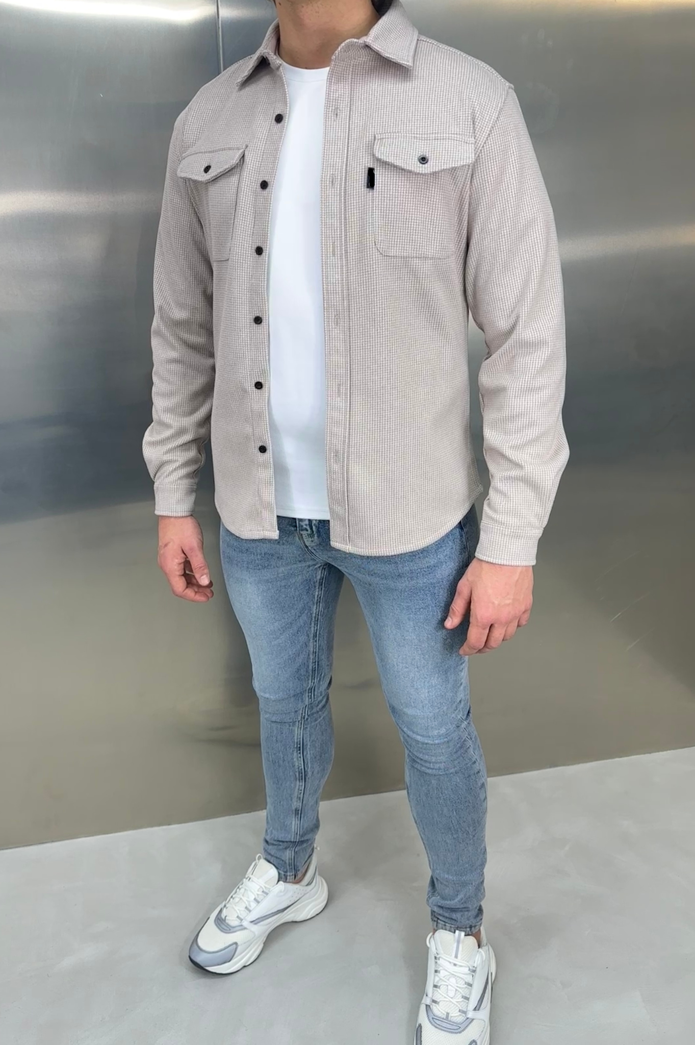 LG OVERSHIRT Houndstooth - Stone