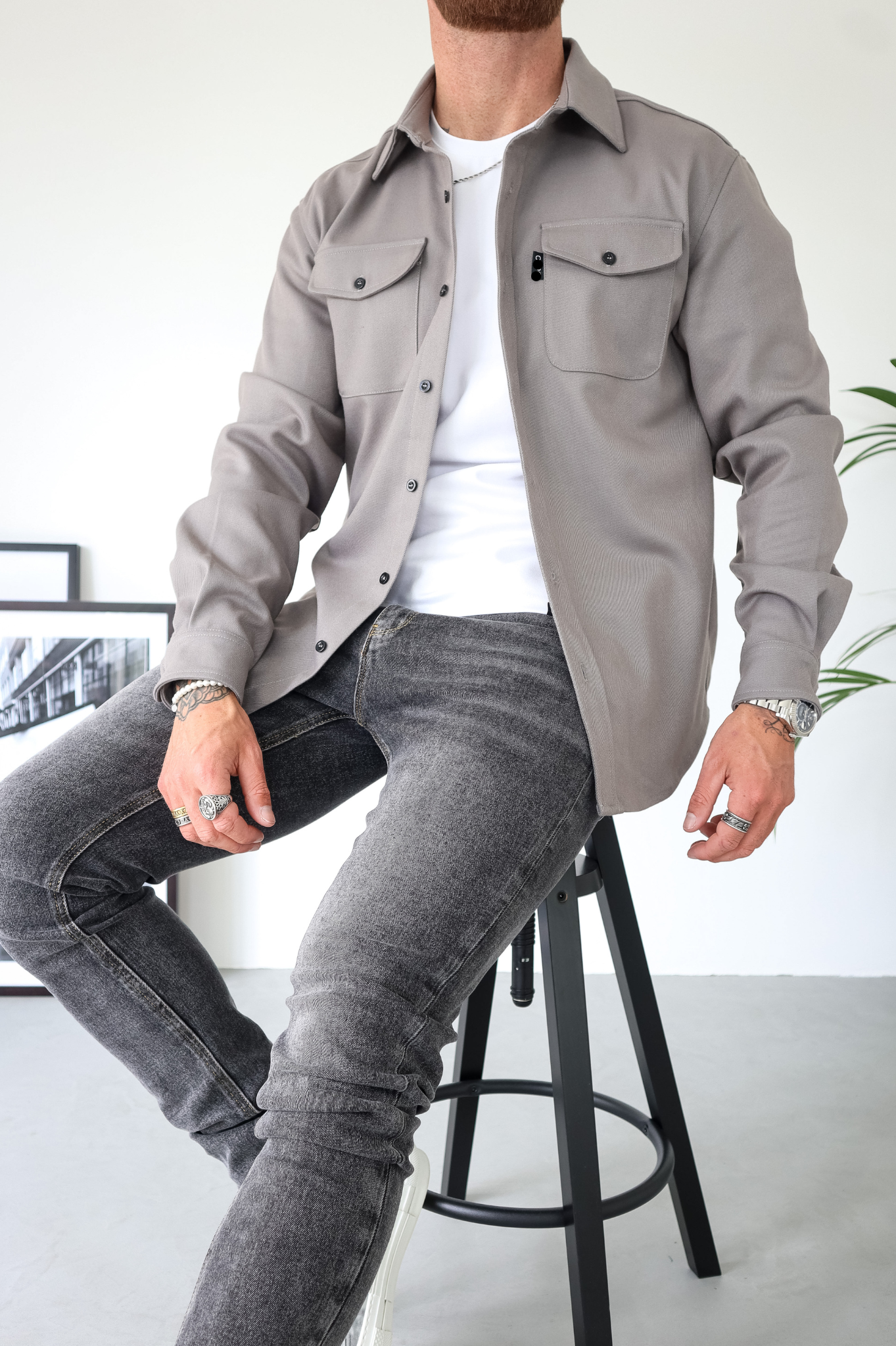 LG  OVERSHIRT - Gris Claire