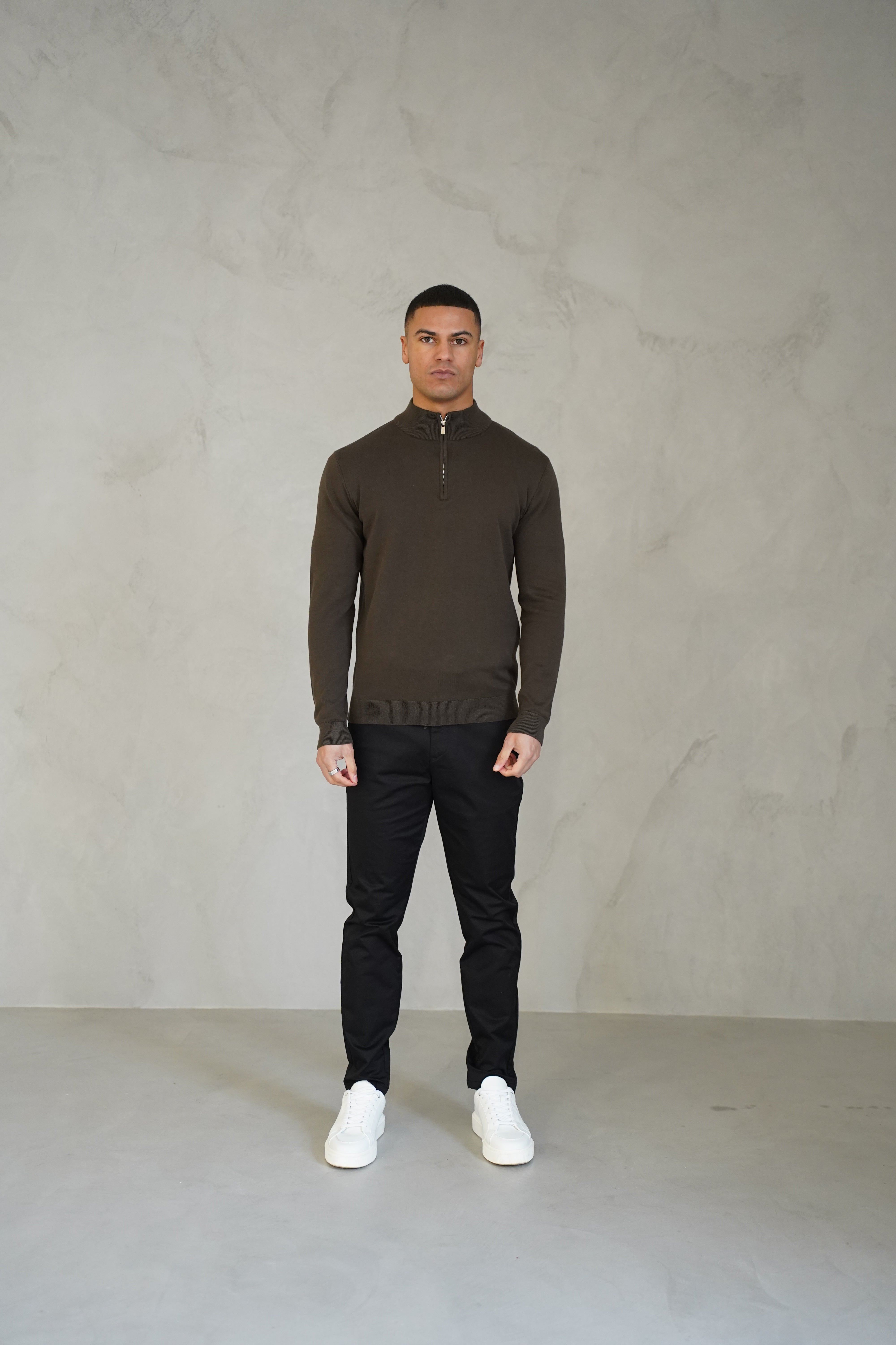 LG Egyptian Cotton 1/4 Zip Top - Khaki