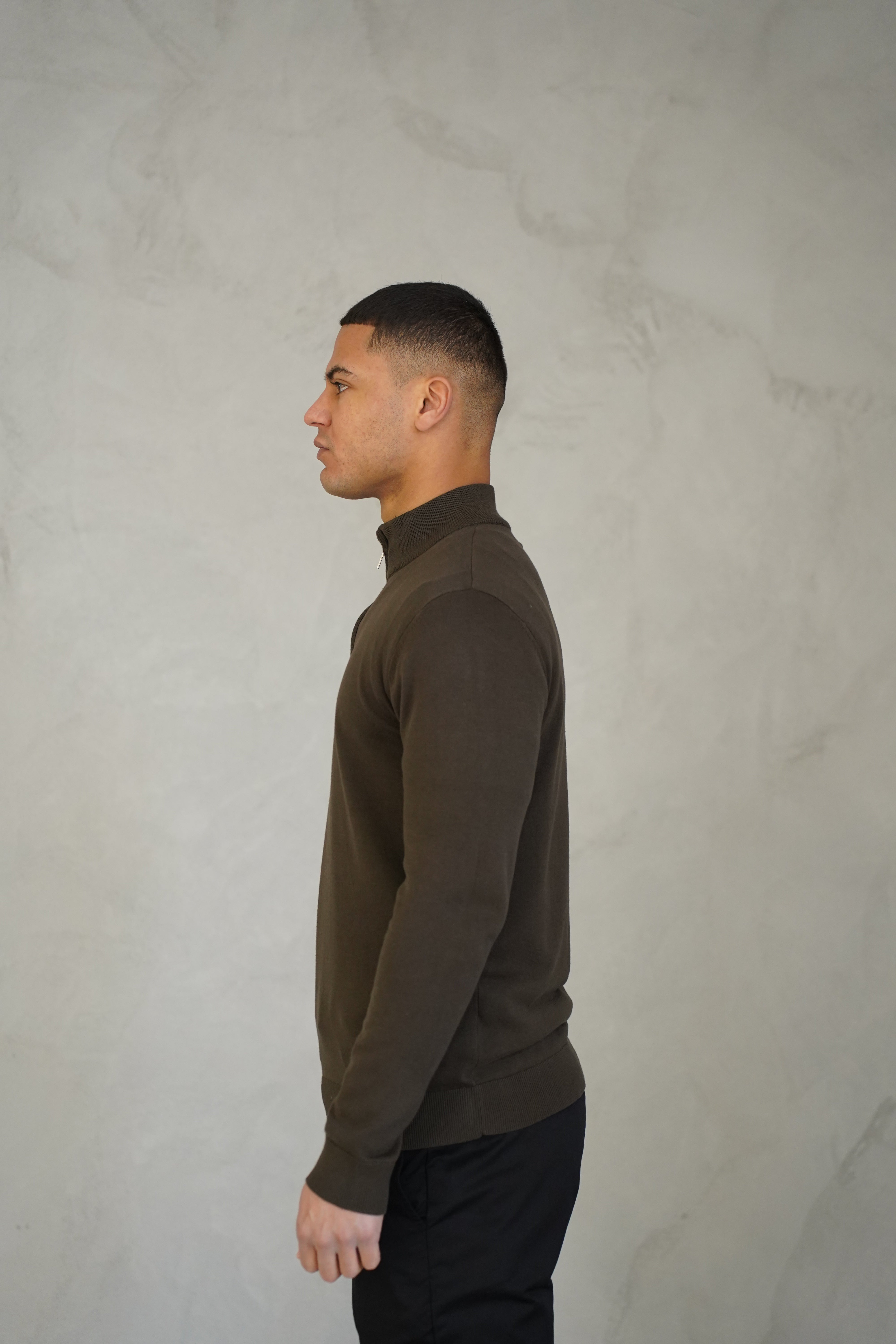 LG Egyptian Cotton 1/4 Zip Top - Khaki