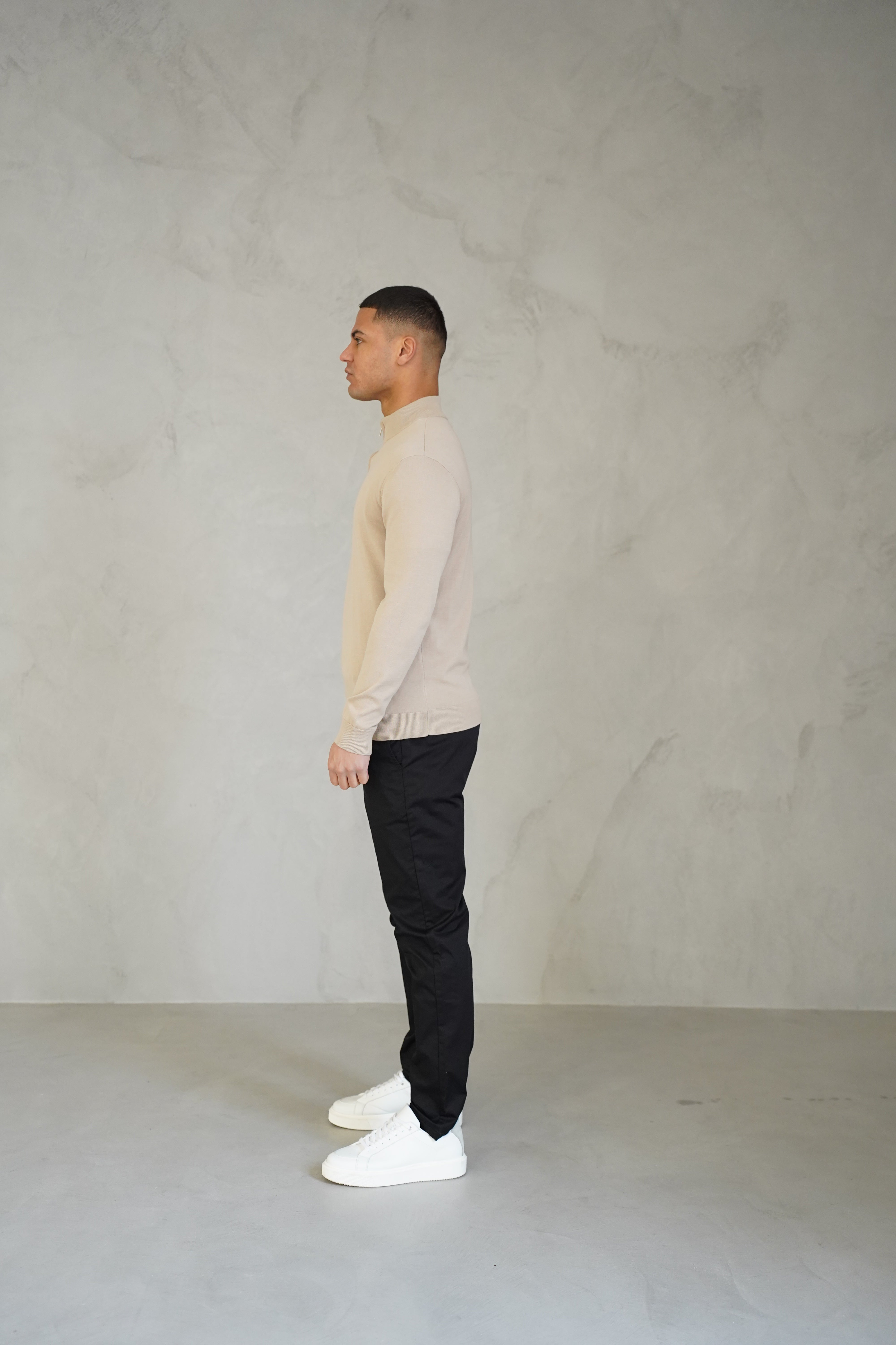 Pull Cotton  Egyptien 1/4 Zip Top - Beige