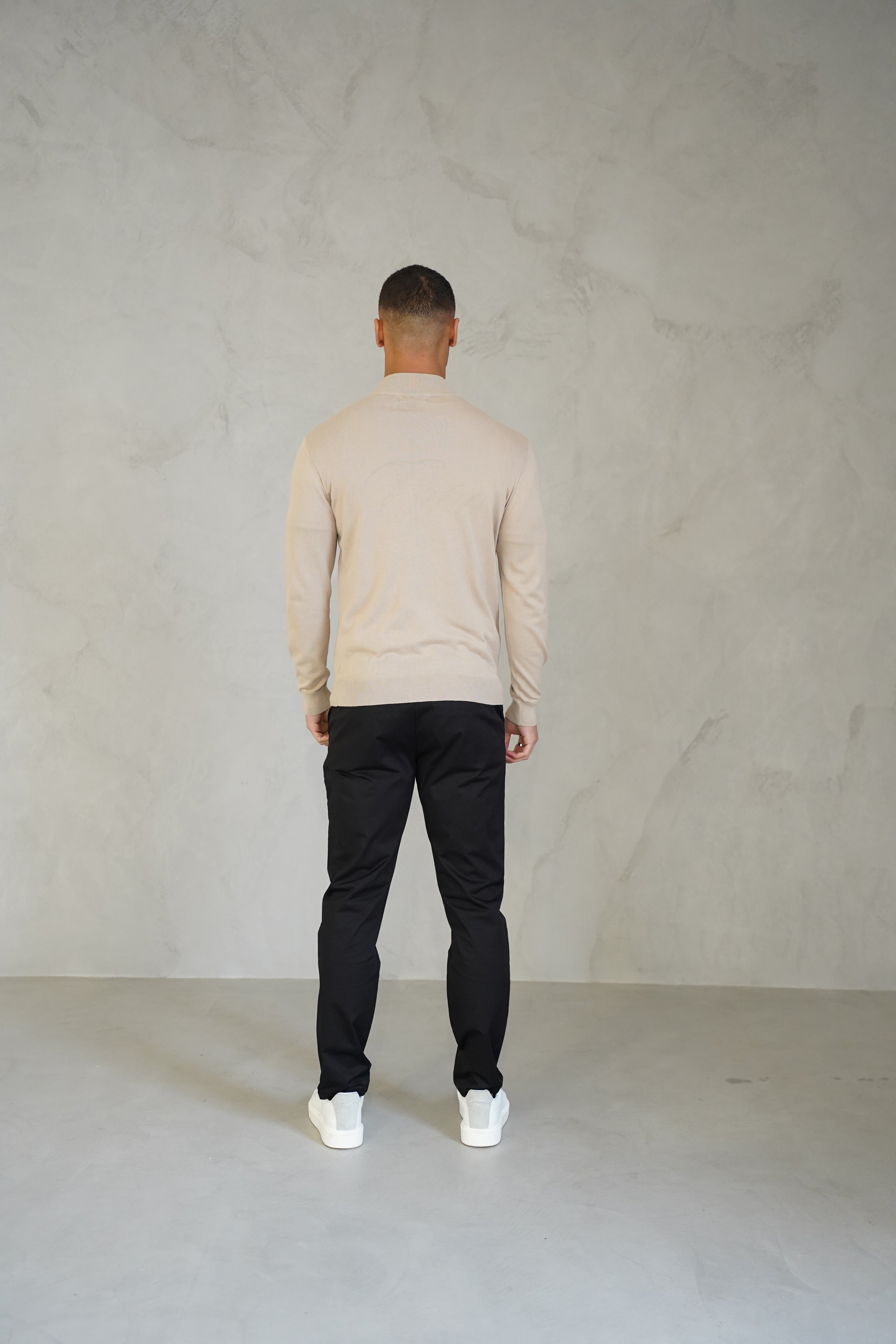 Pull Cotton  Egyptien 1/4 Zip Top - Beige