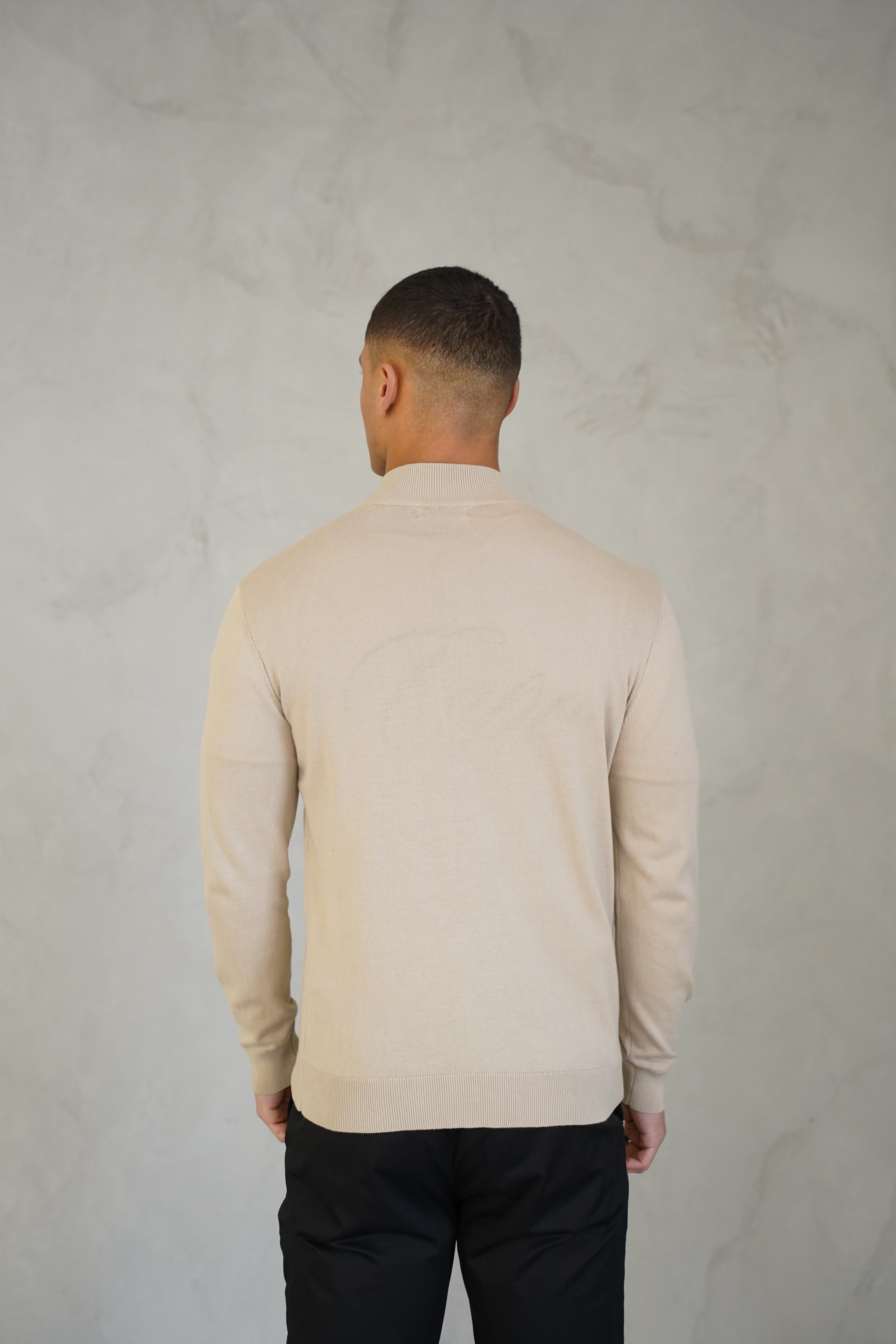 Pull Cotton  Egyptien 1/4 Zip Top - Beige
