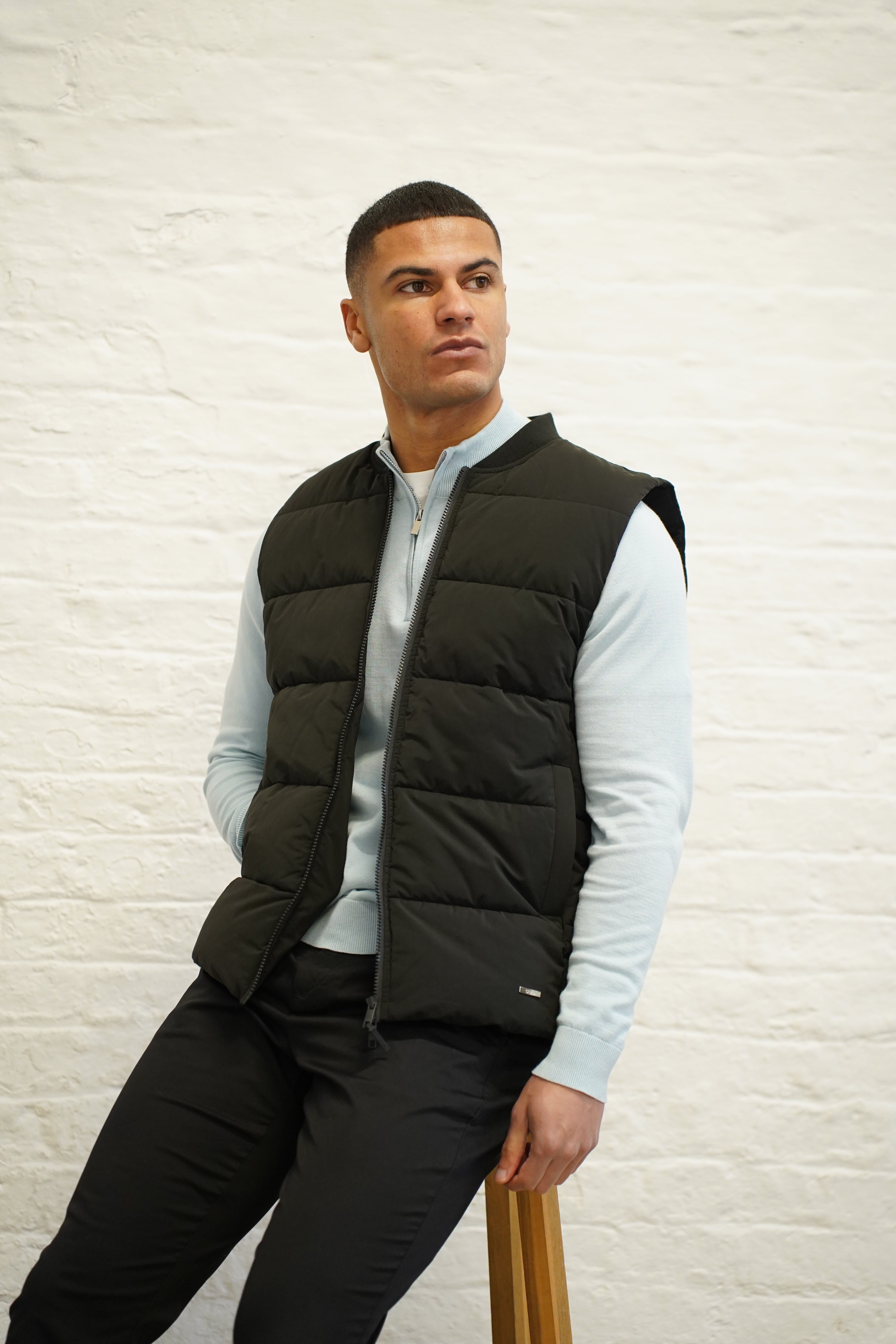 LG  Egyptian Cotton 1/4 Zip Top - Bleu Ciel