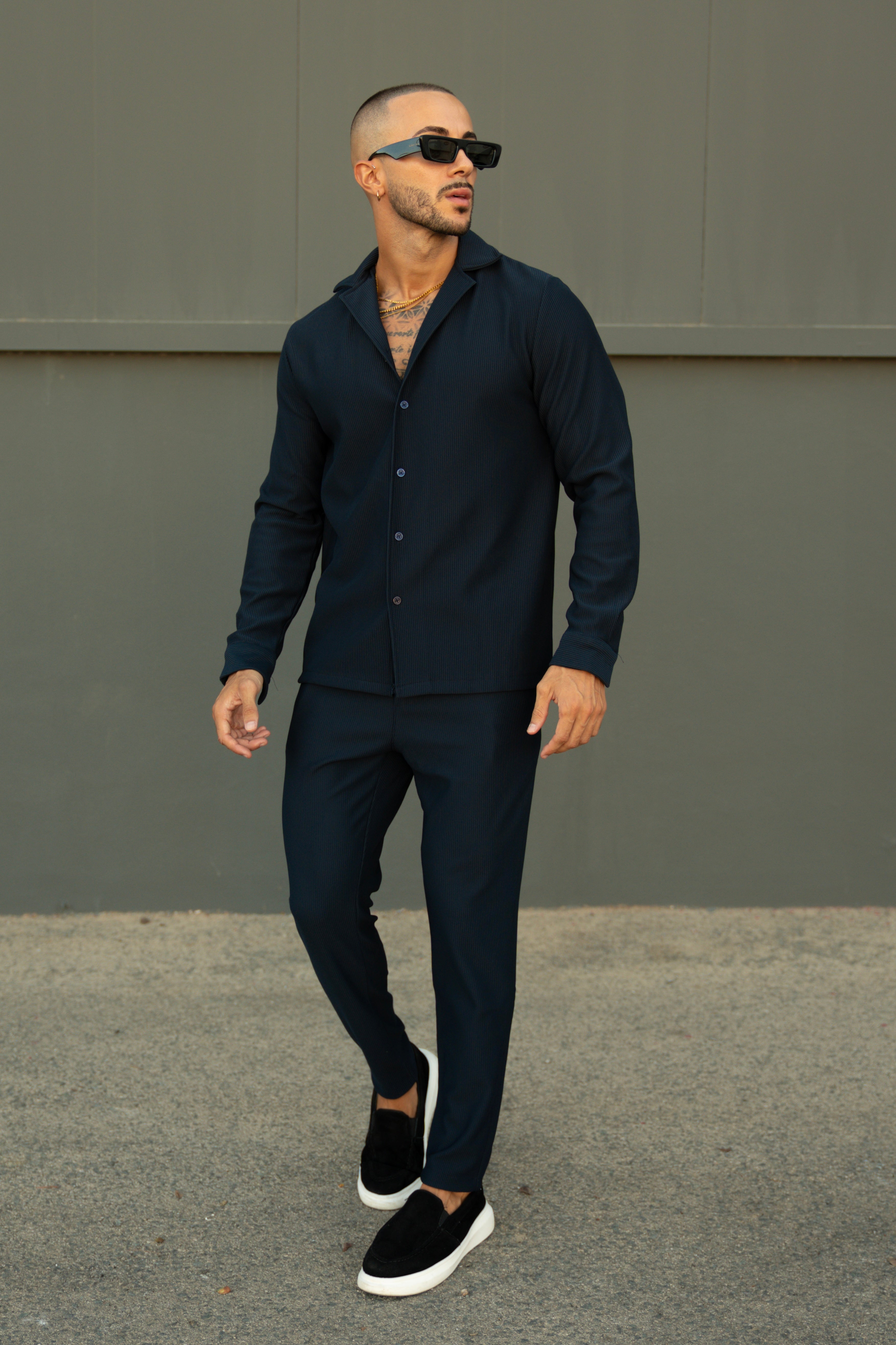 Ensemble Marba  Chemise + Pantalon- Bleu Marine