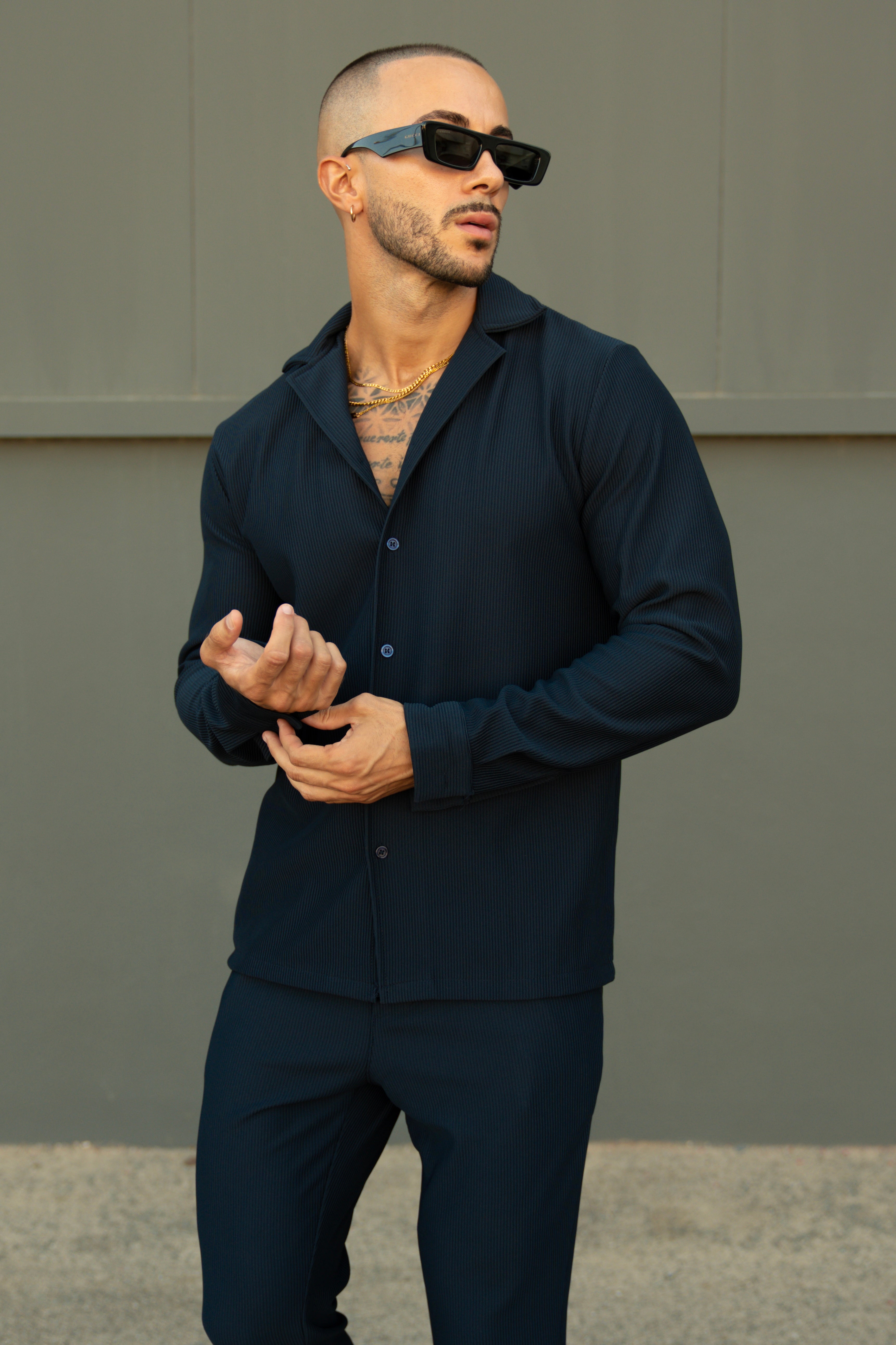 Ensemble Marba  Chemise + Pantalon- Bleu Marine
