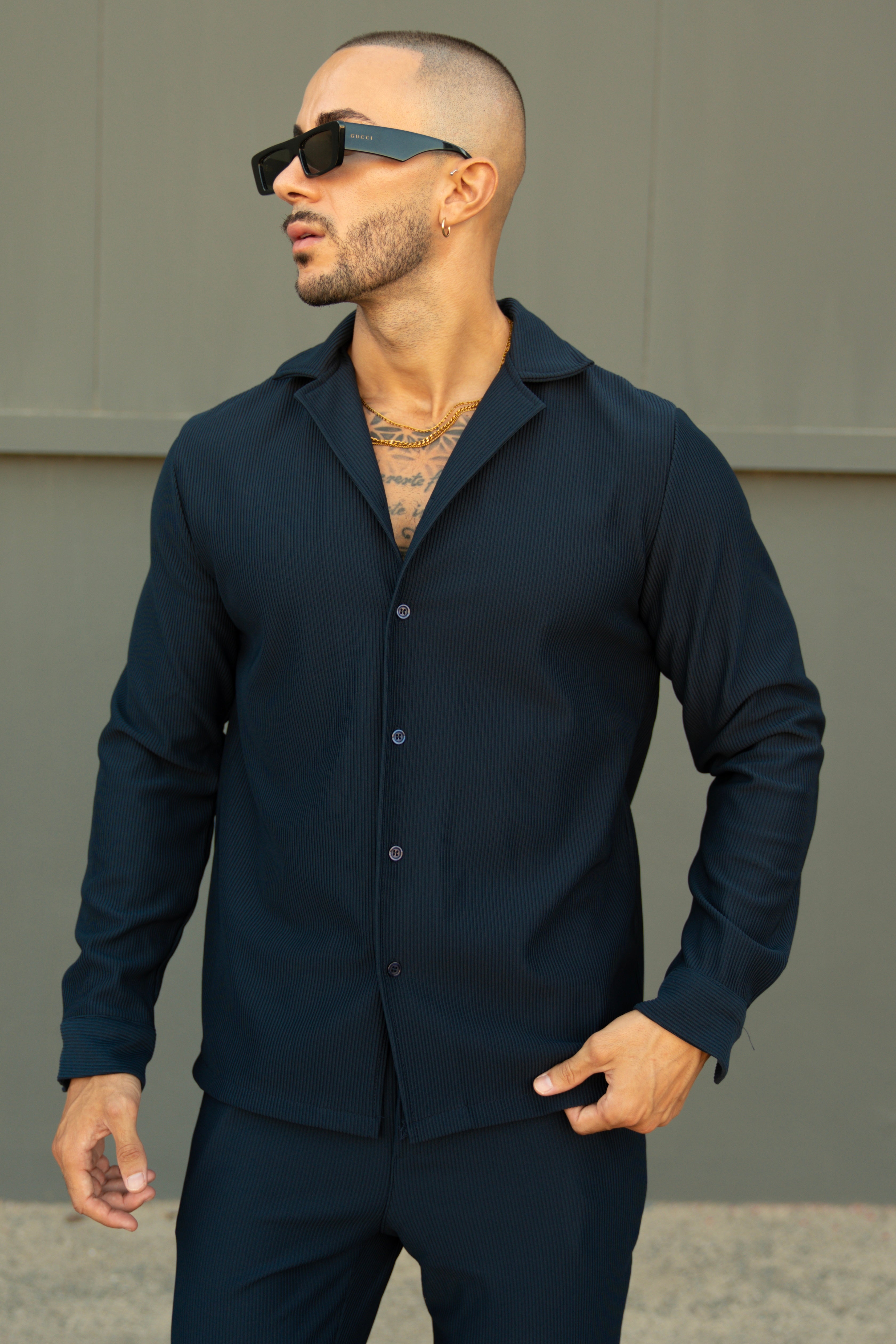 Ensemble Marba  Chemise + Pantalon- Bleu Marine