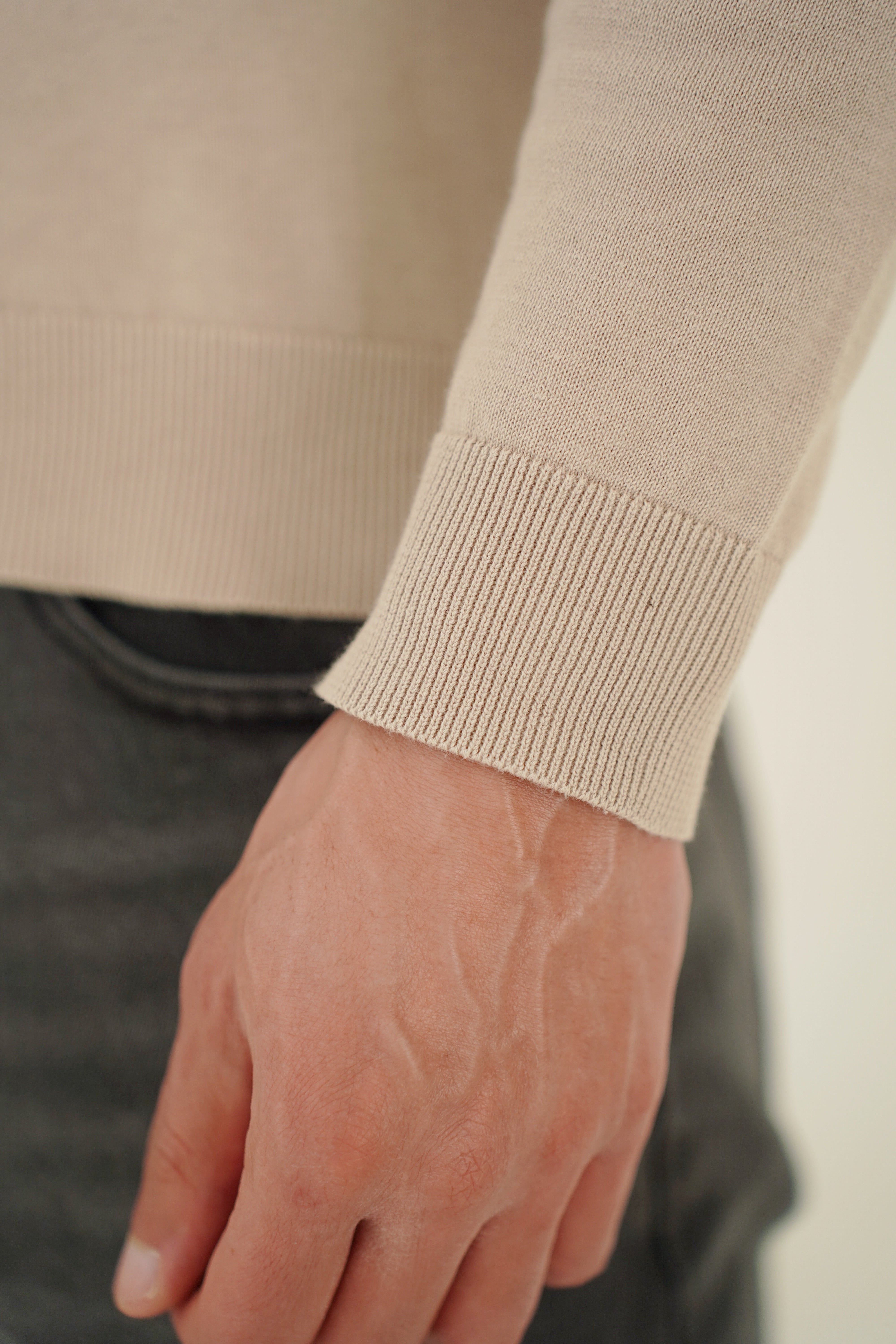 Pull Cotton  Egyptien 1/4 Zip Top - Beige