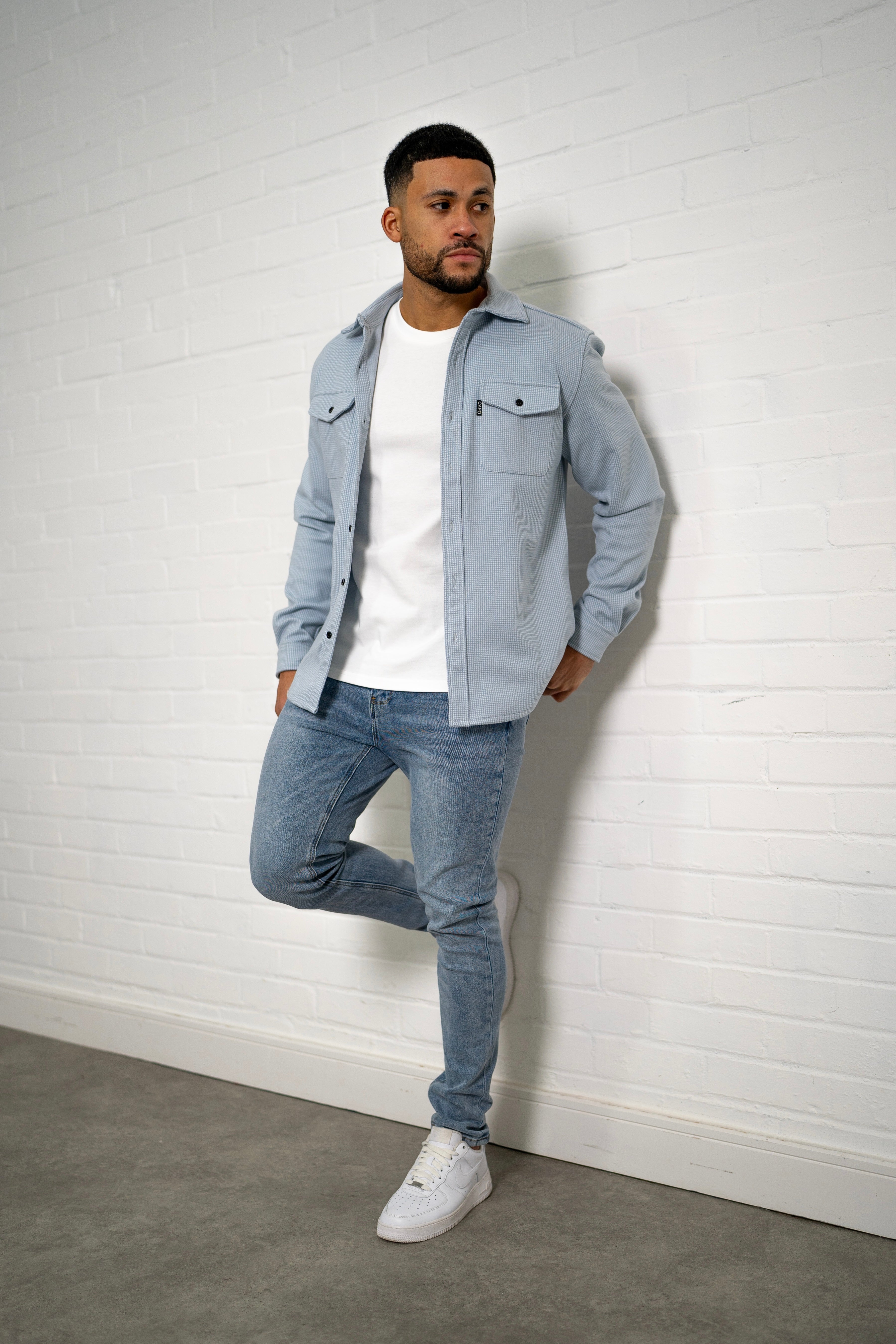 LG OVERSHIRT Houndstooth - Bleu Jeans